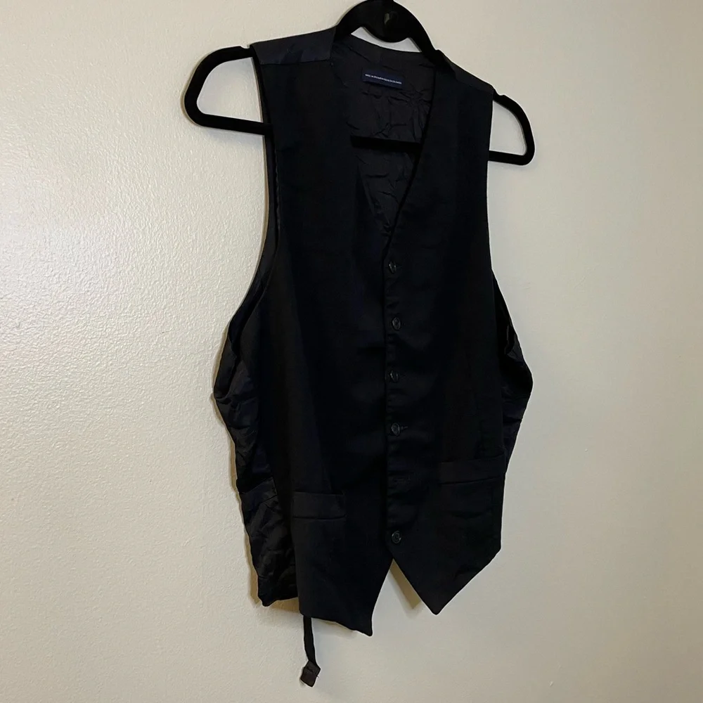 Men's Black Wool Vest | Size Medium
